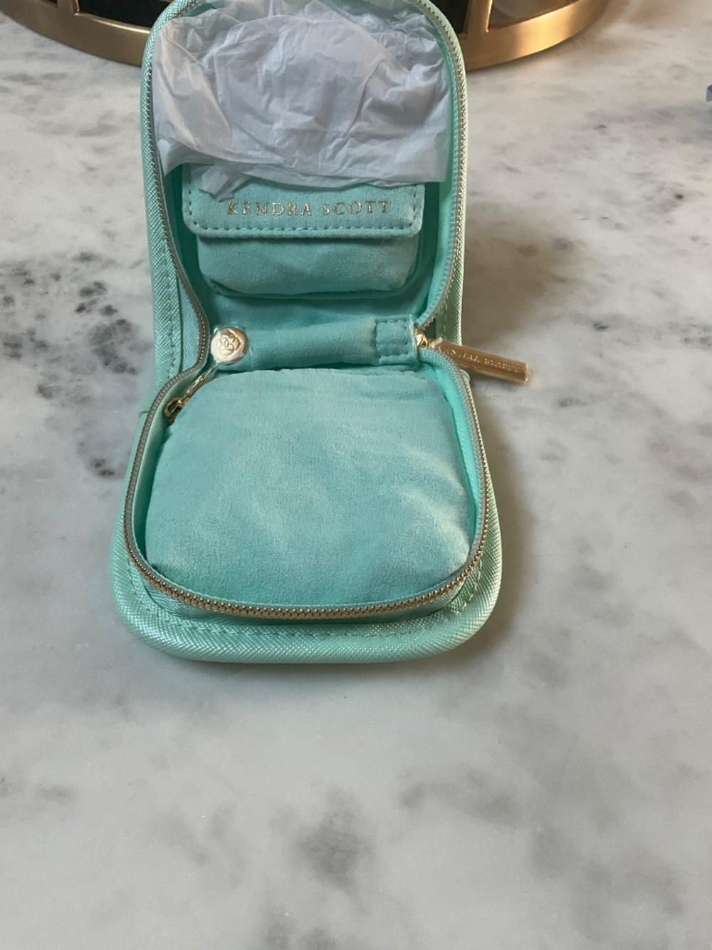 Kendra Scott Travel Jewelry Wallet Pouch In Gold/mint - Picture 4 of 6